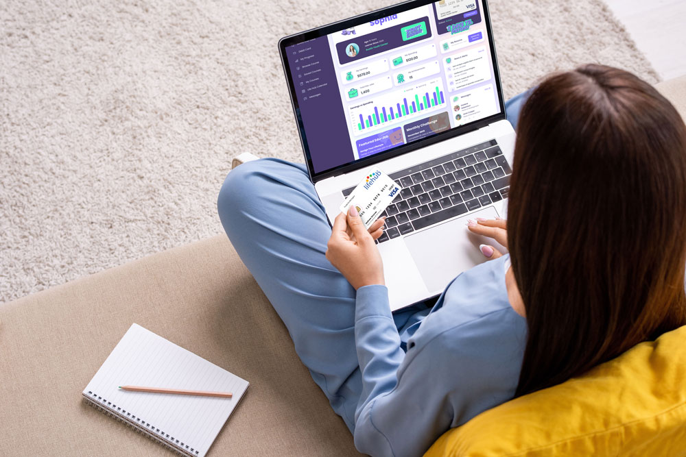 Young person using Life Hub Visa Rewards Card for real-world purchases