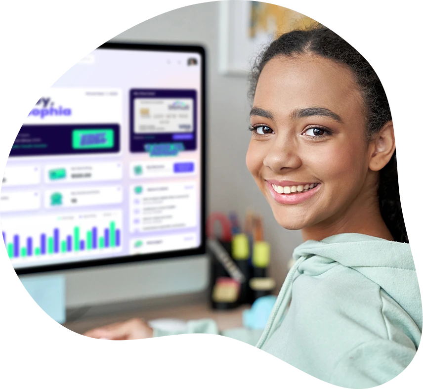 Life Hub super-app interface showing learn-and-earn features for kids