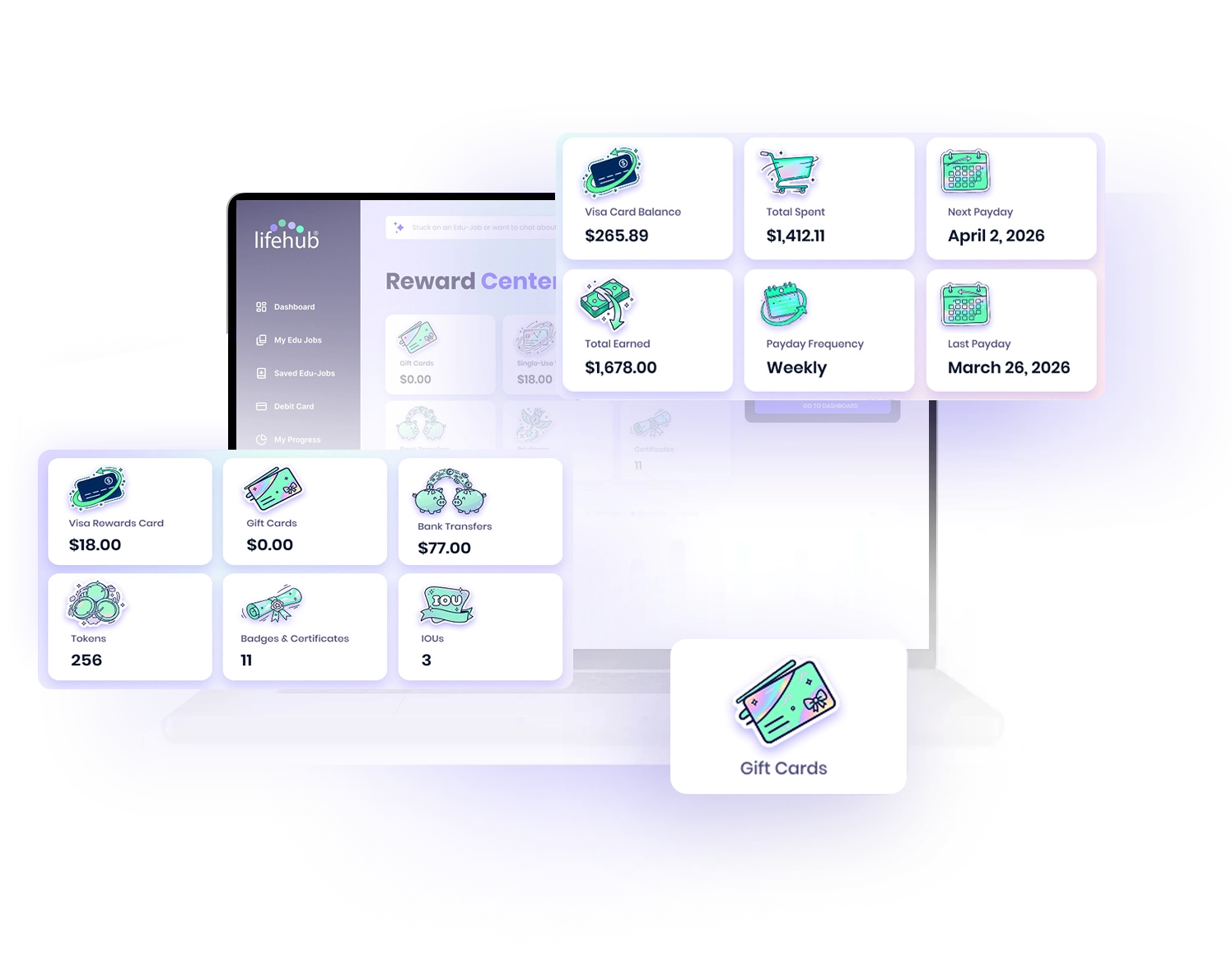 Life Hub student redeeming real cash rewards on the platform
