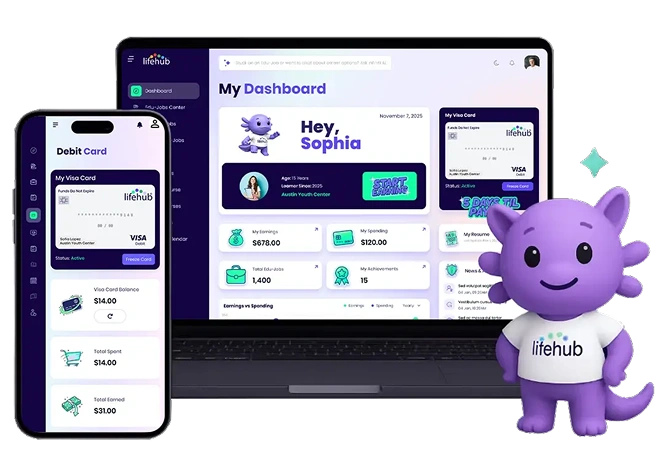 Life Hub how it works overview showing the learn-and-earn platform flow