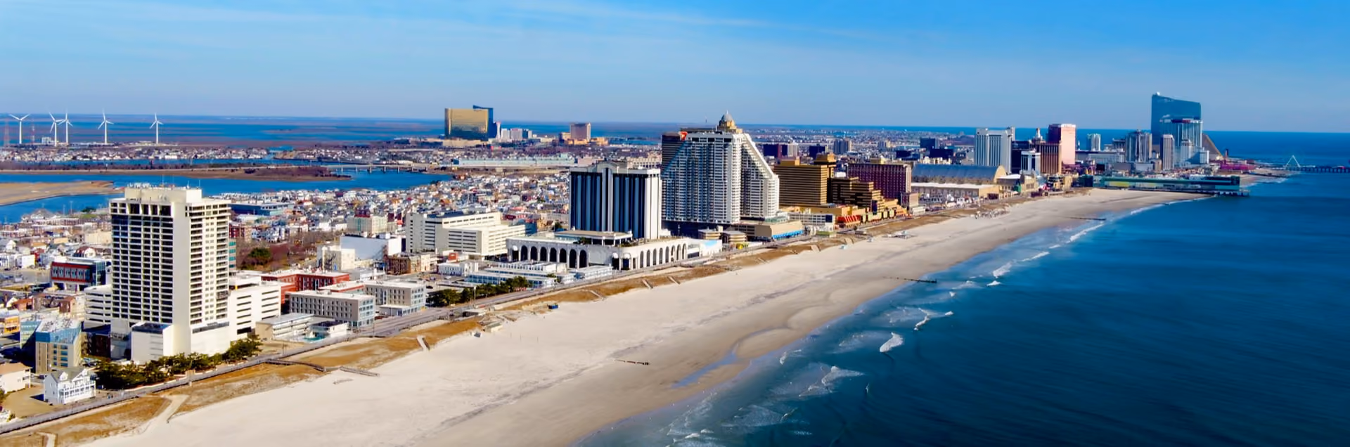 Atlantic City skyline and beachfront in South Jersey