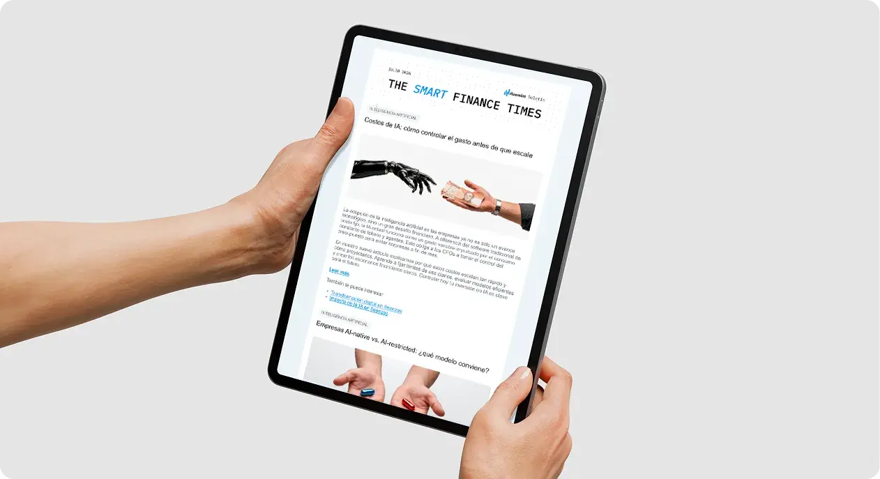 Boletín The Smart Finance Times de Duemint en un tablet
