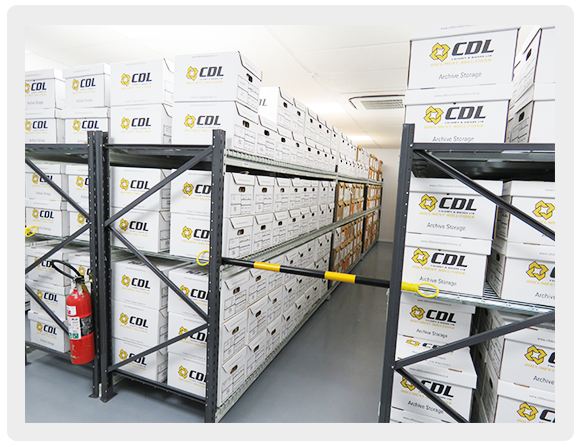 CDL archive storage facility with boxed records