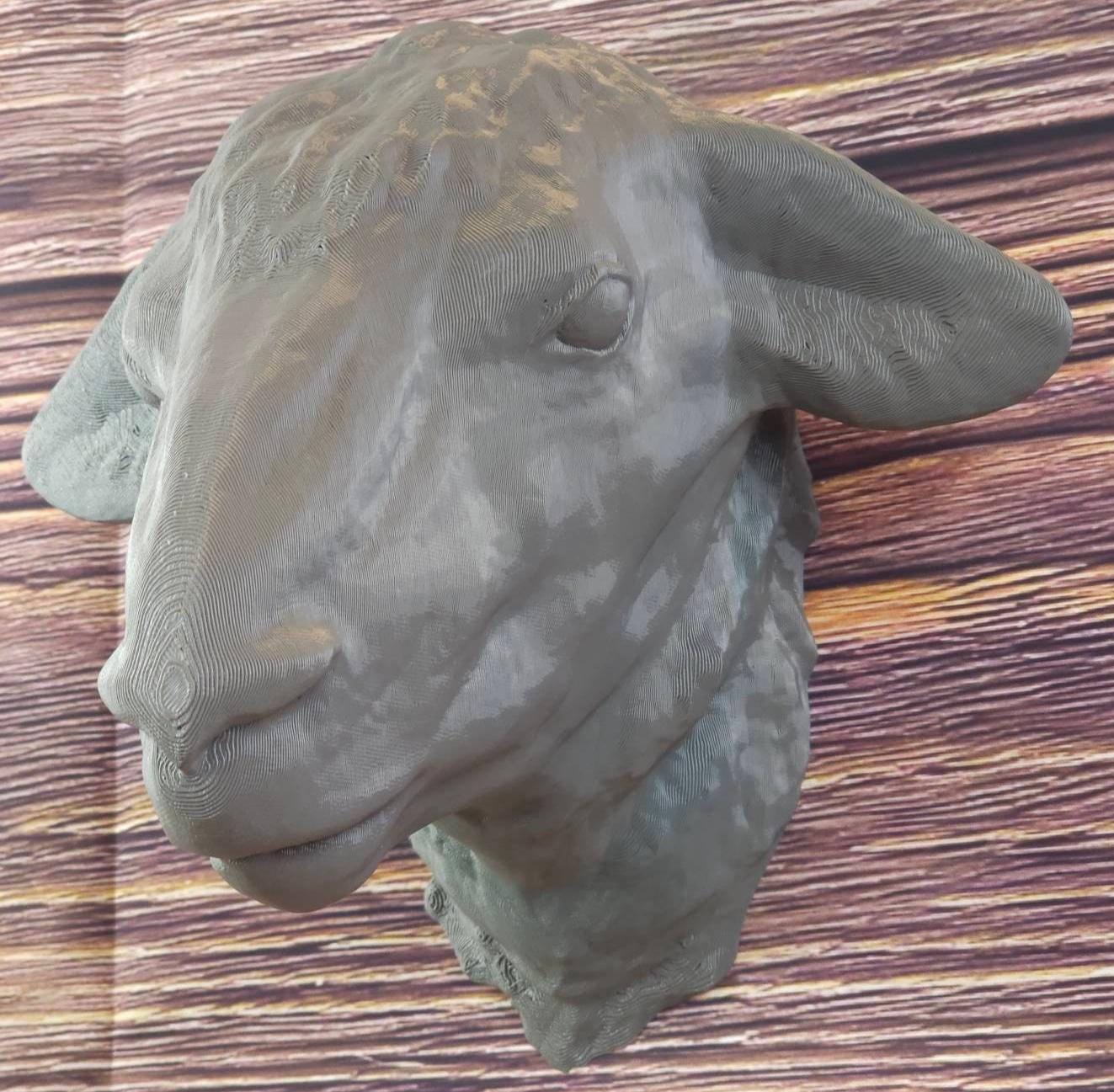 3D Printed Sheep Head Wall Mount, Farmhouse Rustic Animal Art, Gift for Sheep Lover