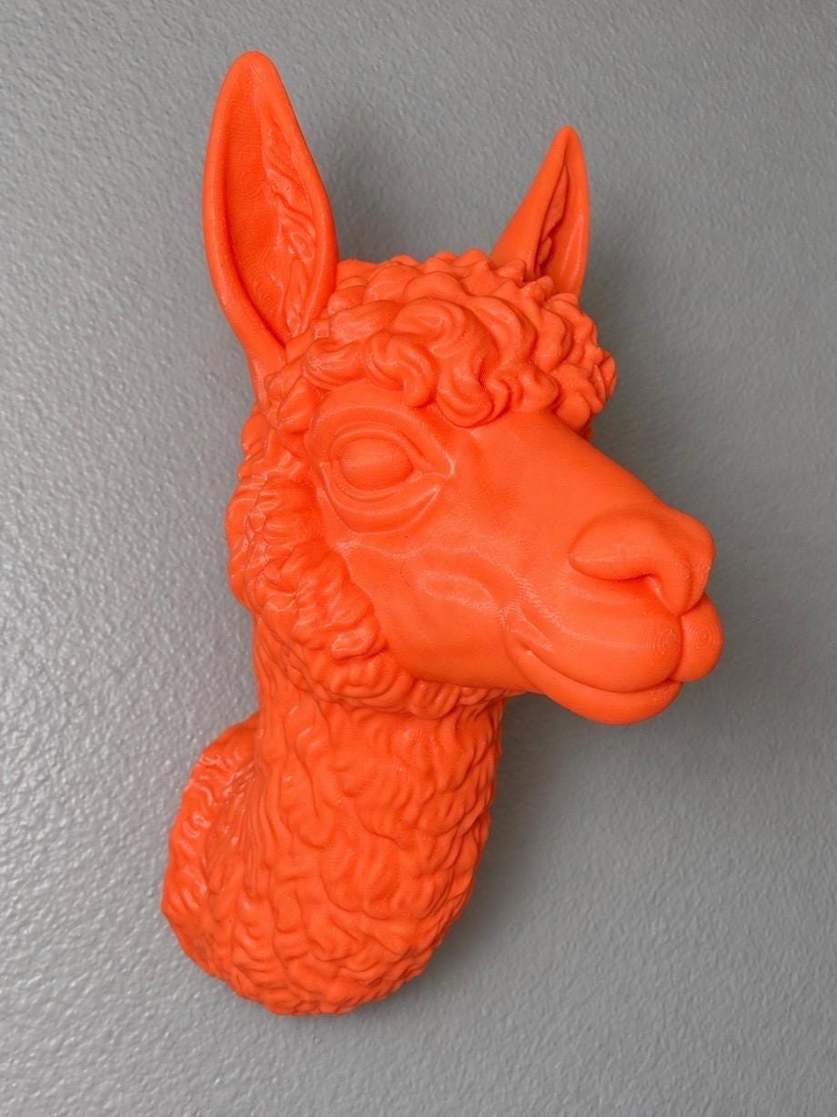 Alpaca Head Wall Mount, 3D Printed Animal Sculpture, Whimsical Home Decor