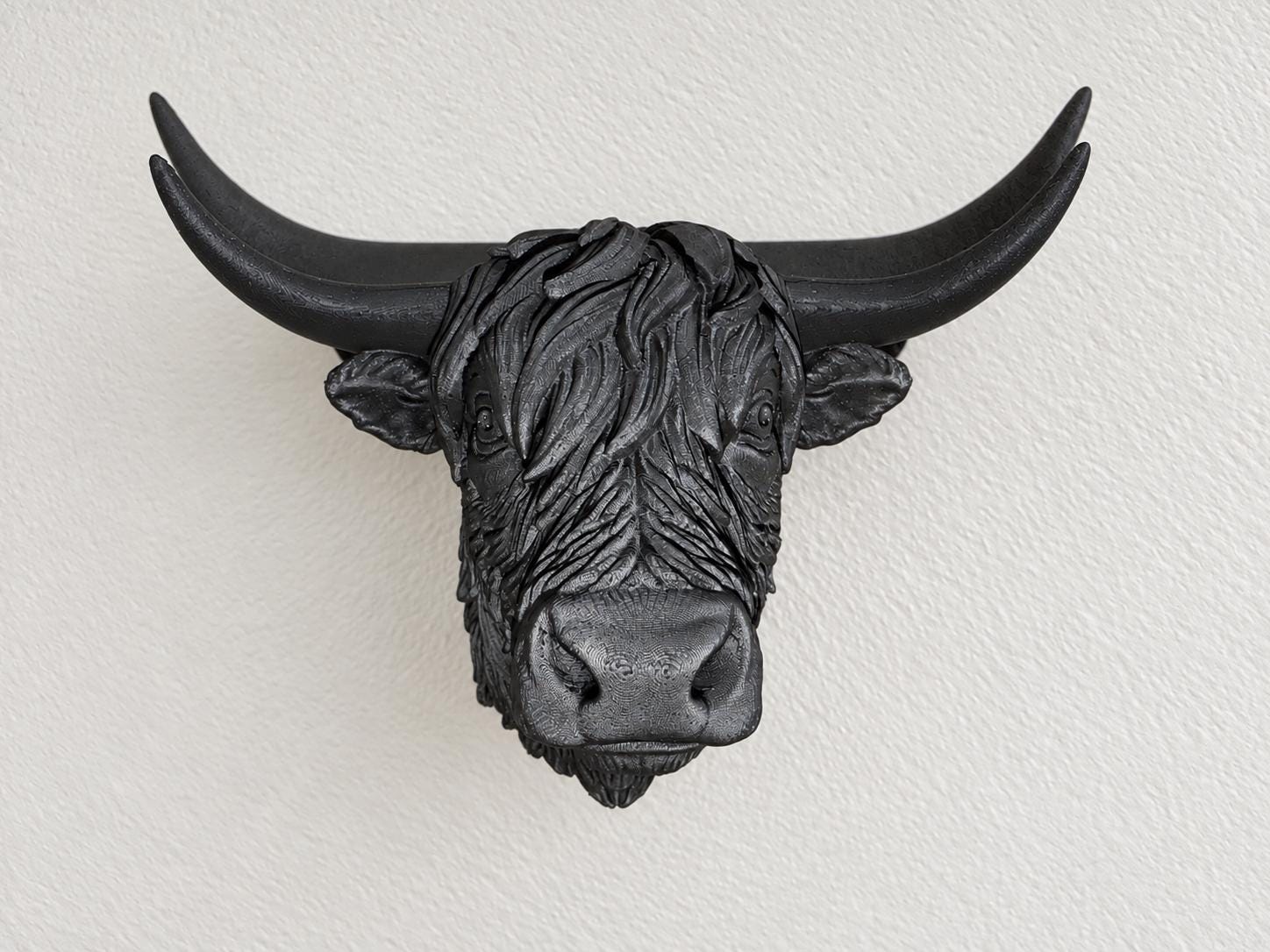 Highland Cow Head Wall Mount, 3D Printed Farmhouse Animal Decor
