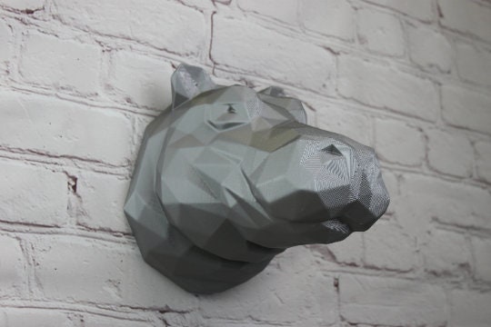 Medium Geometric Hippo Wall Head Modern Decor