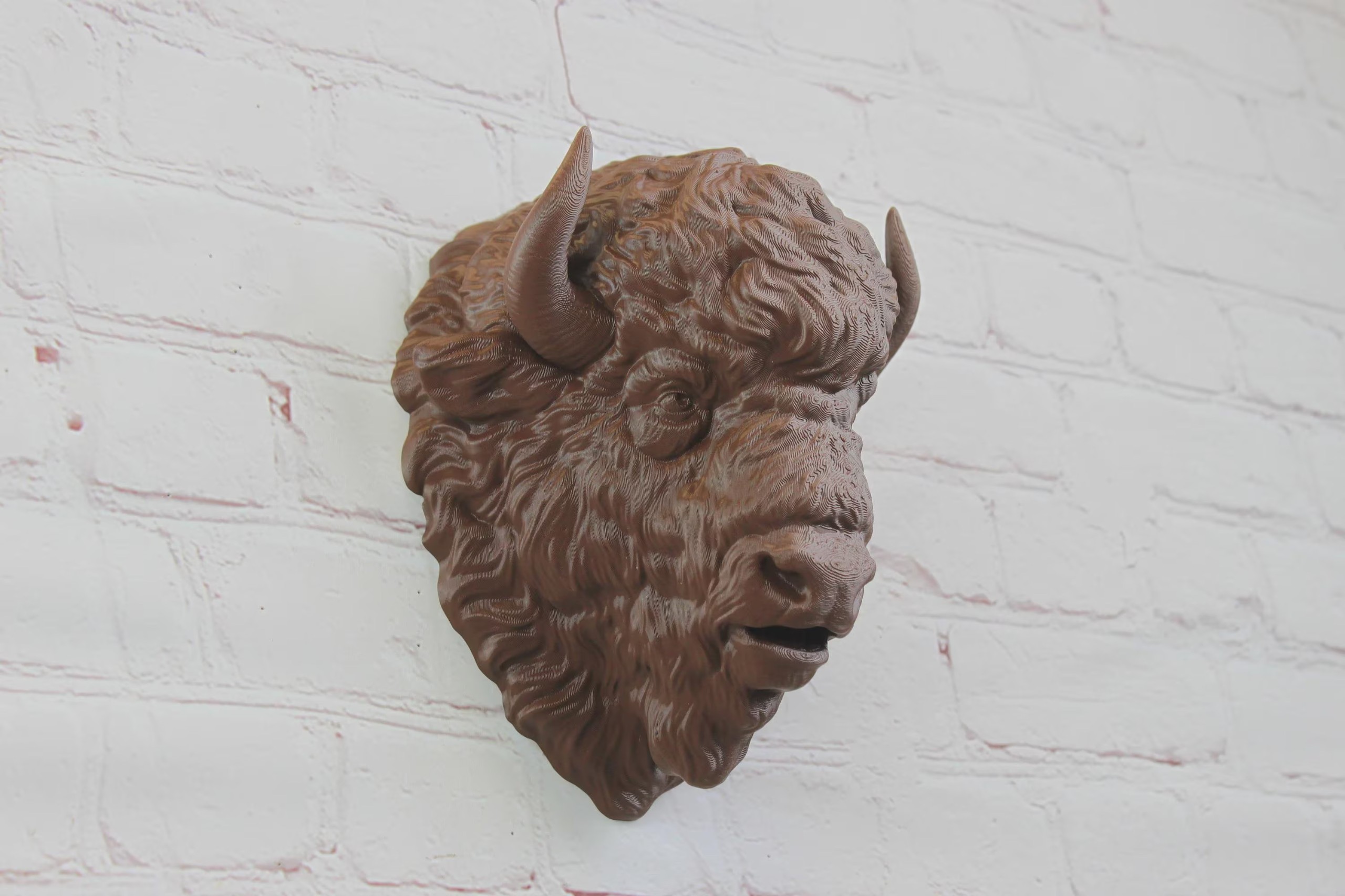 Detailed Bison Wall Head Modern Decor