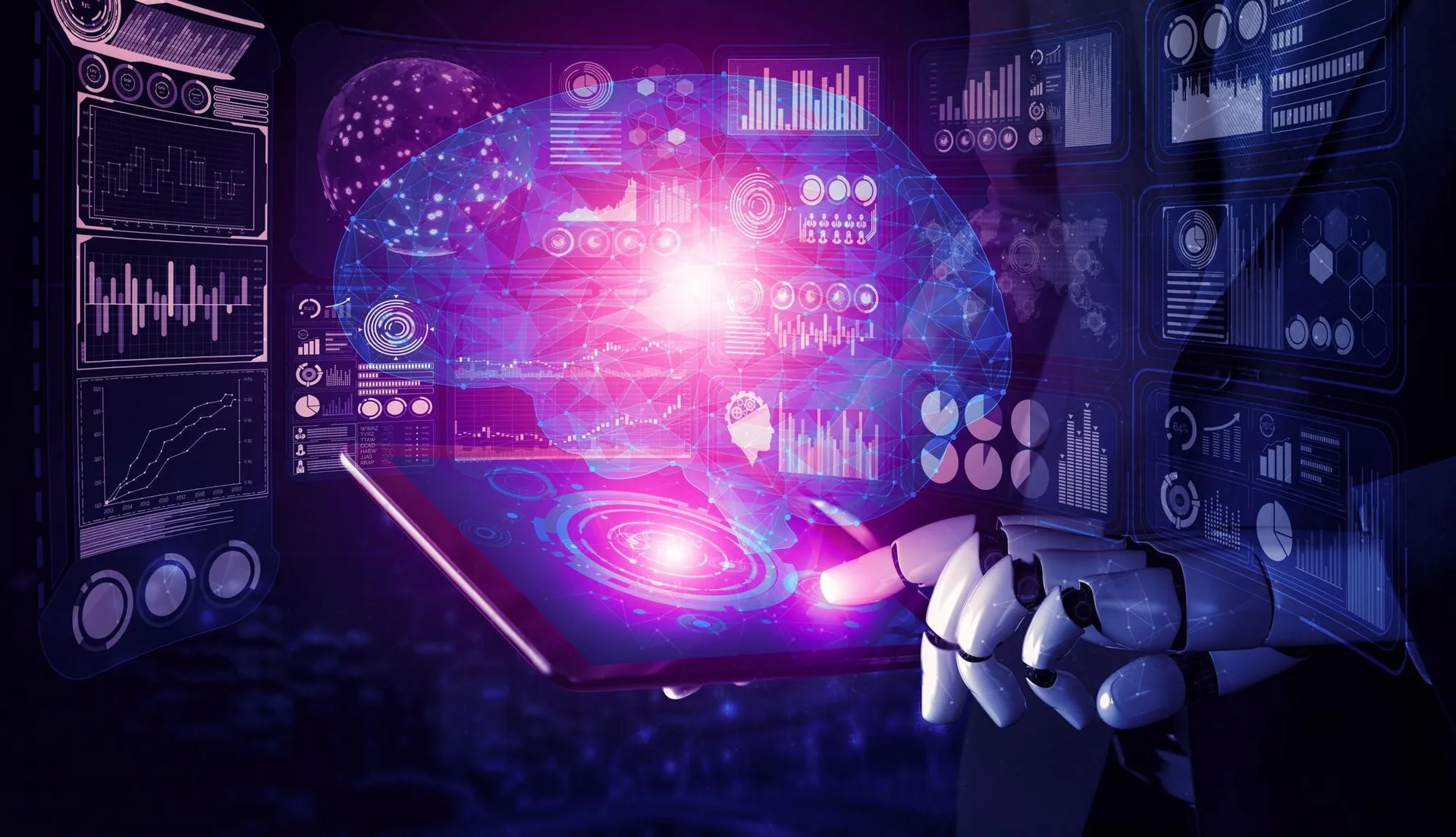 Future artificial intelligence robot and cyborg 3d
