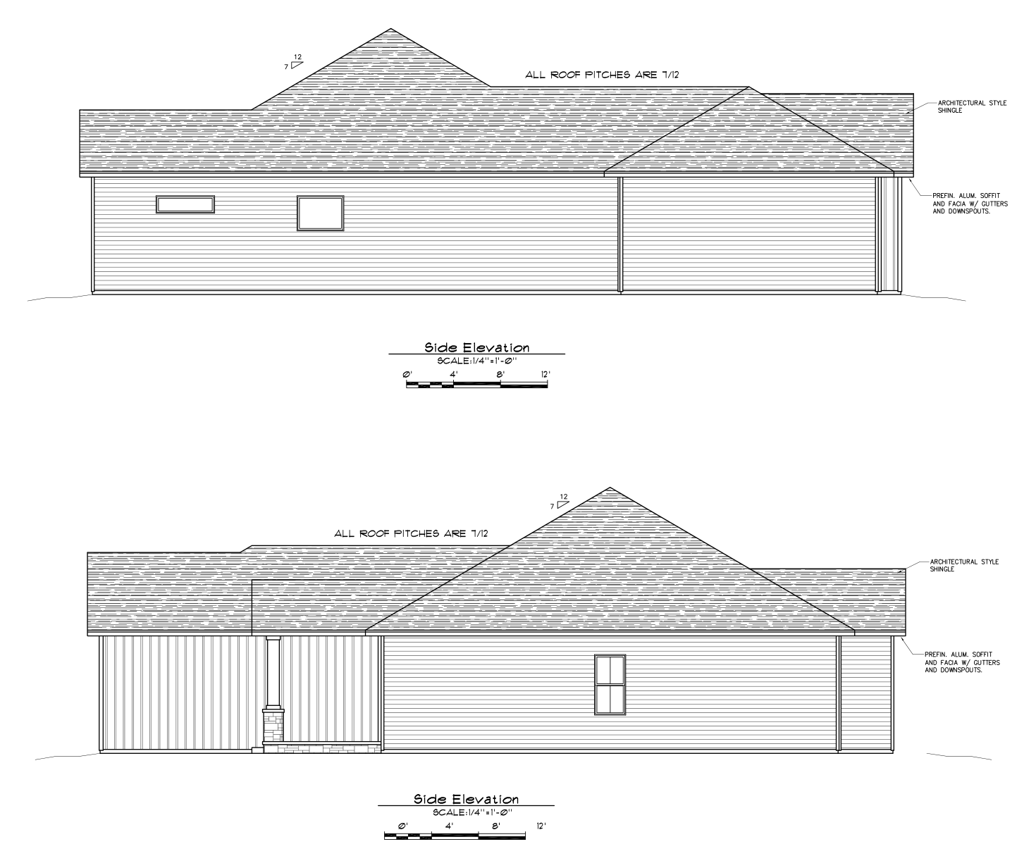 Side elevations of the Tara Hill house