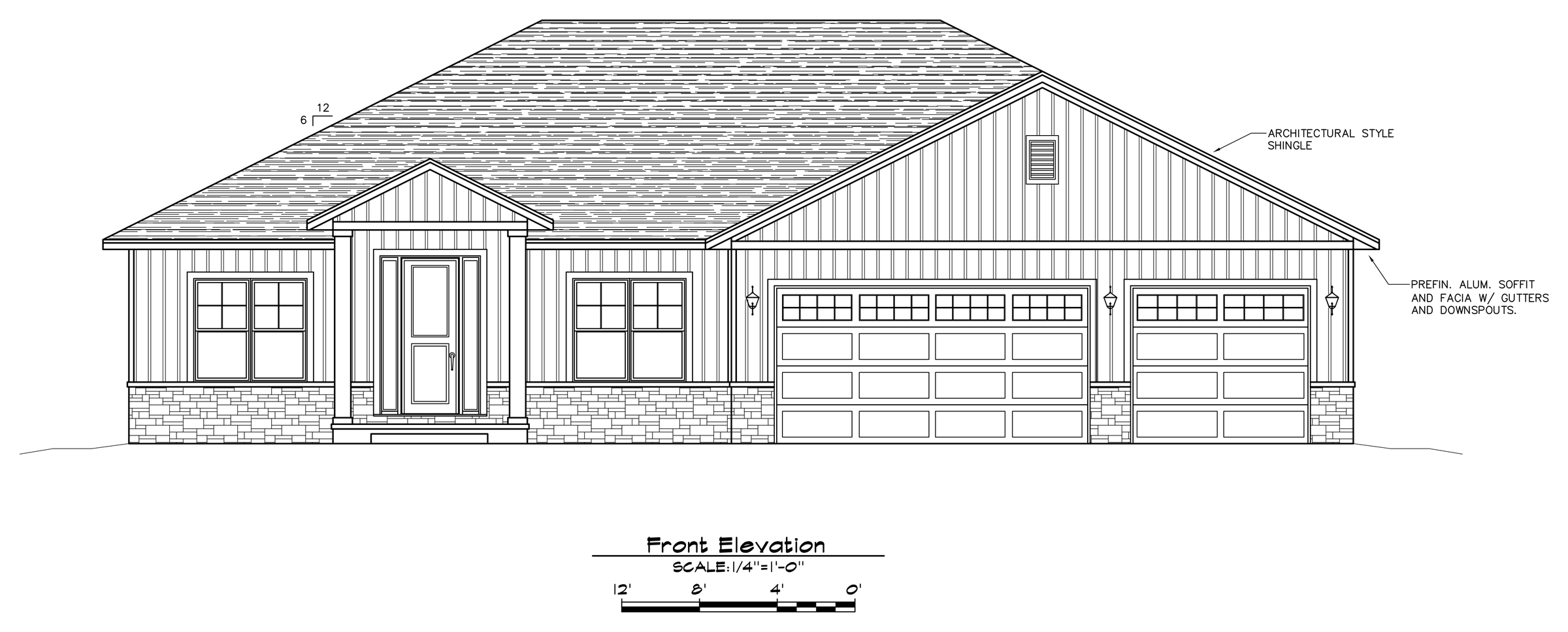 Front elevation of the Panther Creek house, early plan
