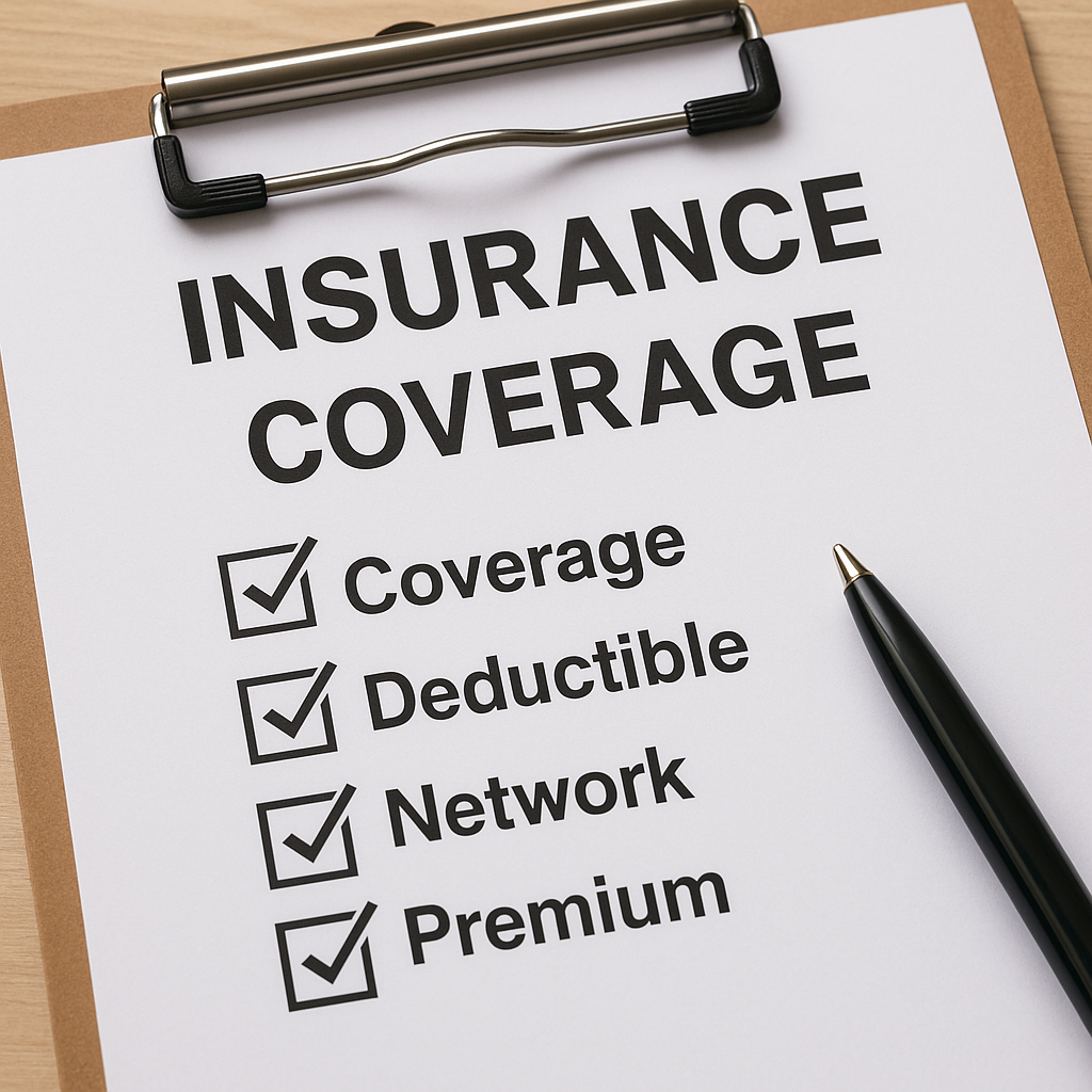 Health insurance paperwork for treatment coverage