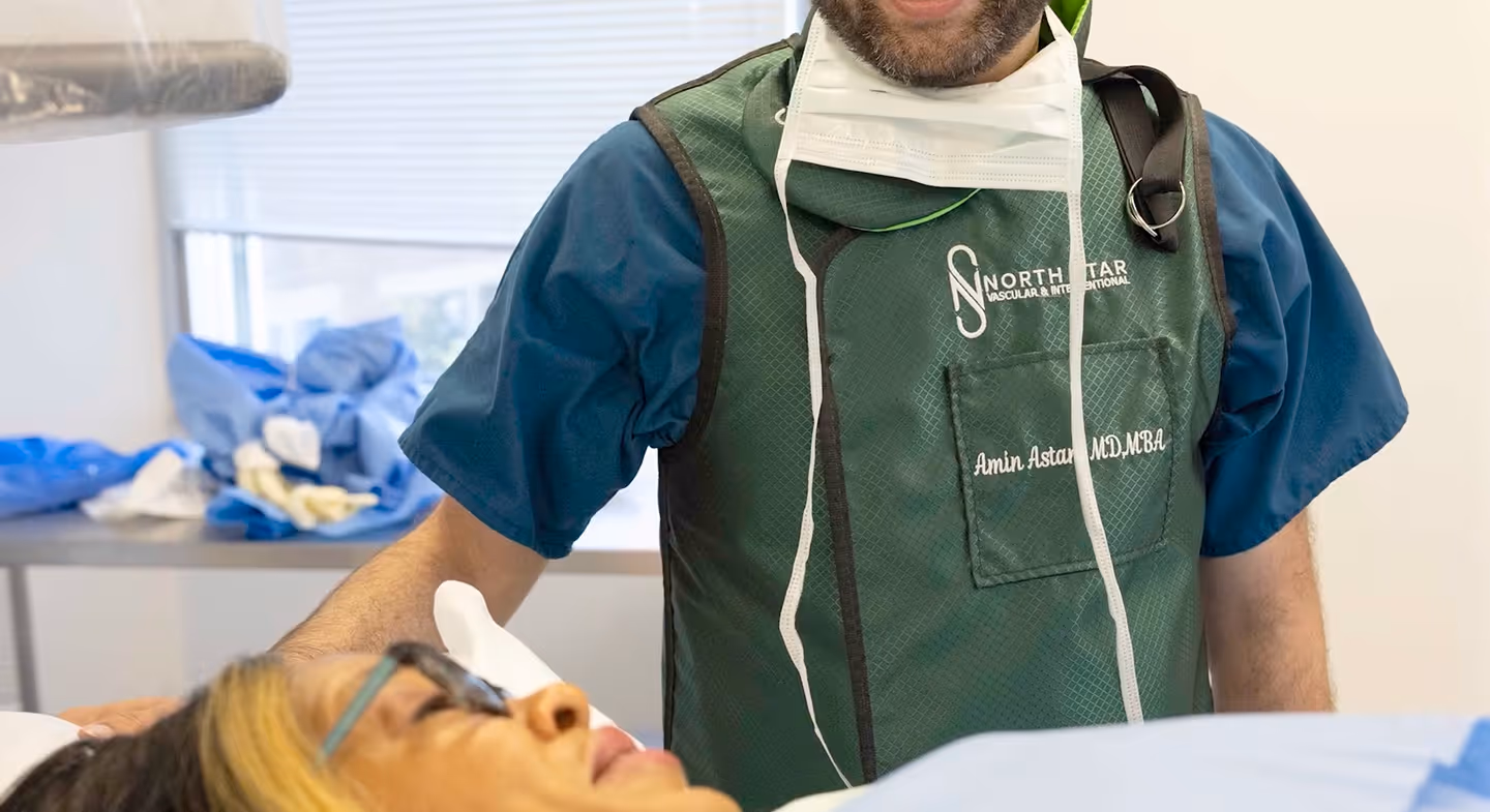 Dr. Amin Astani performing a minimally invasive interventional radiology procedure