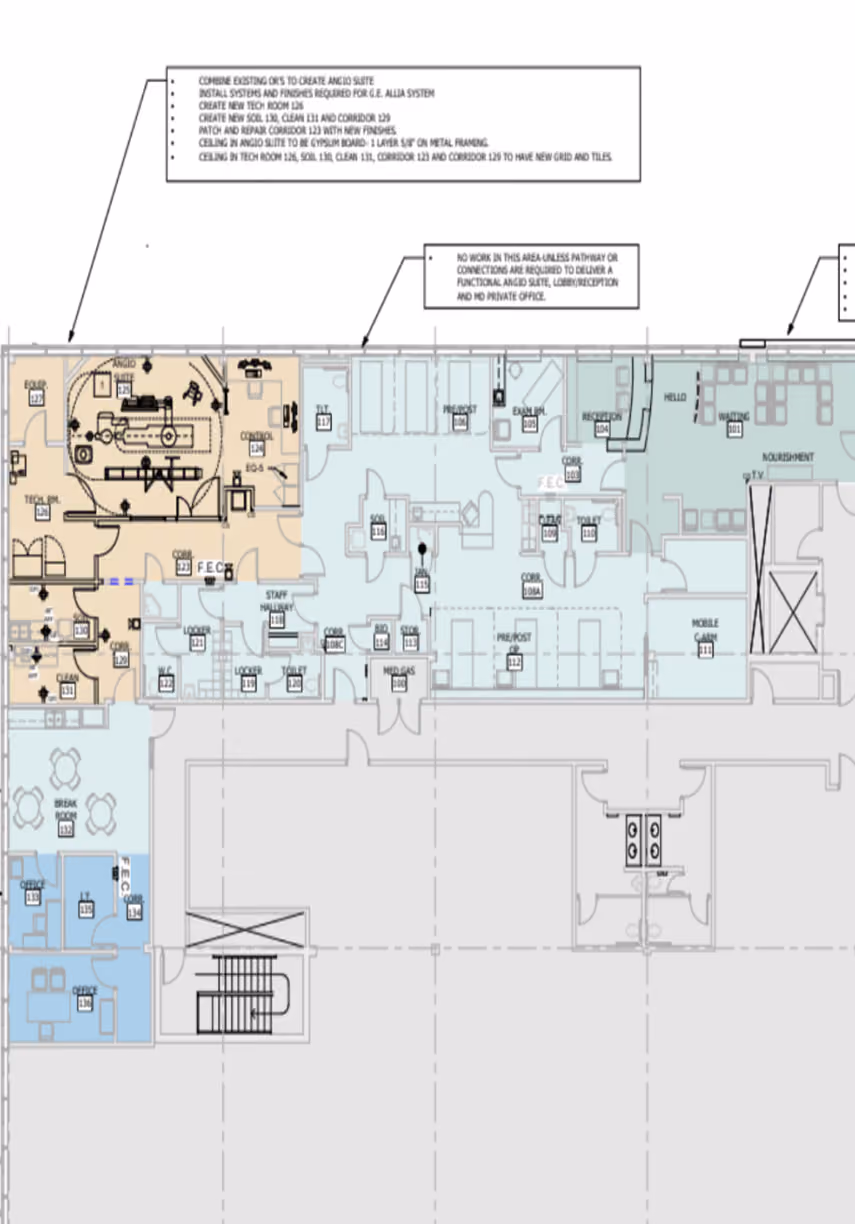 Architectural floor plan of North Star's outpatient facility layout