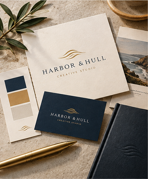 Brand identity concept featuring stationery, business cards and logo design