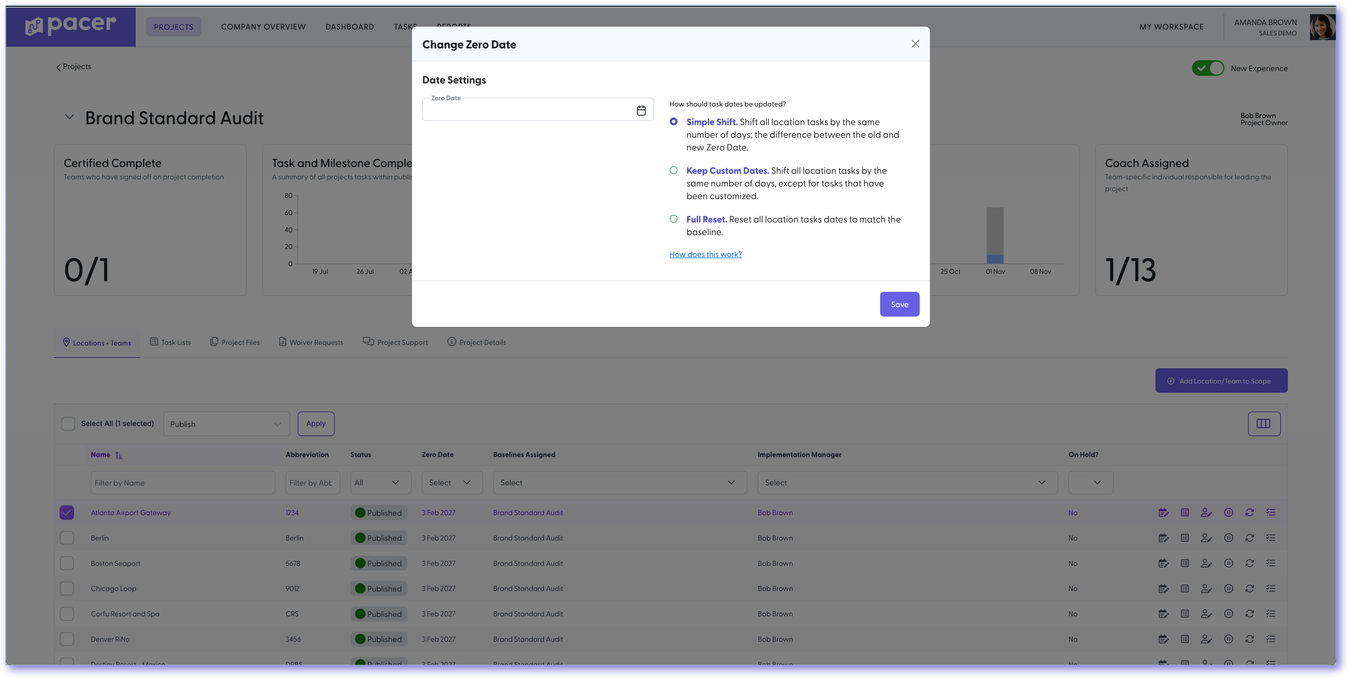 How to Update a Location's Zero Date?