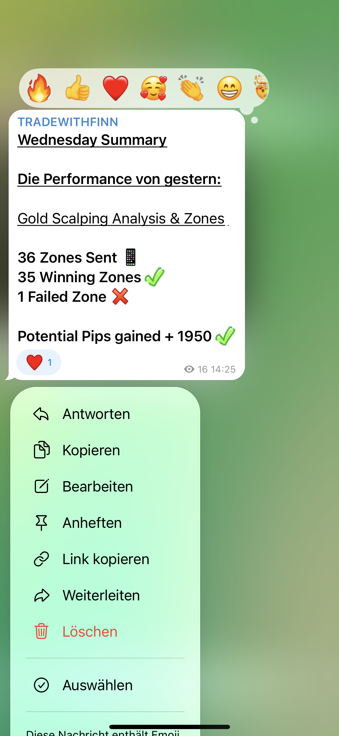 Screenshot aus Finns Tradinggruppe