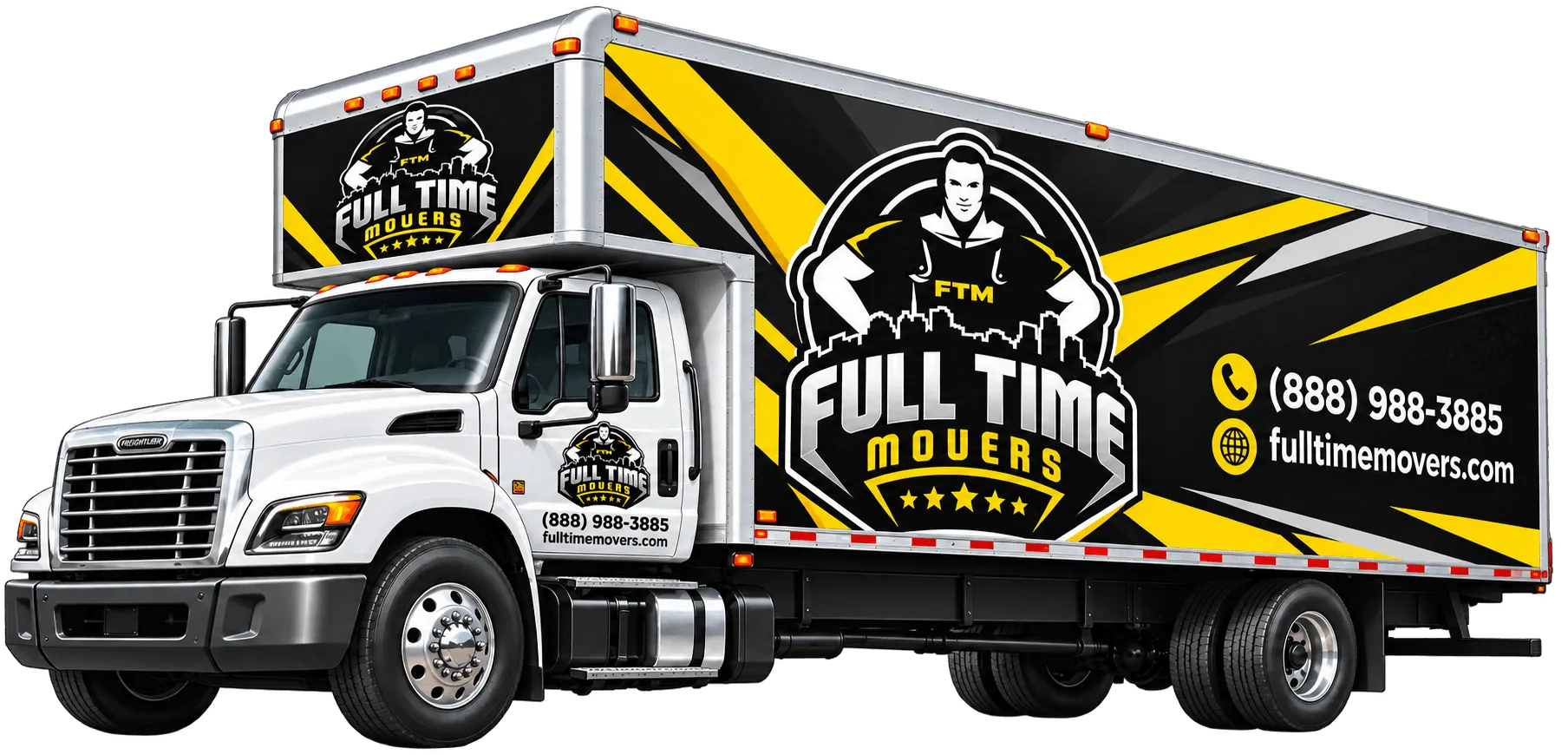 Full Time Movers box truck with company logo and phone number