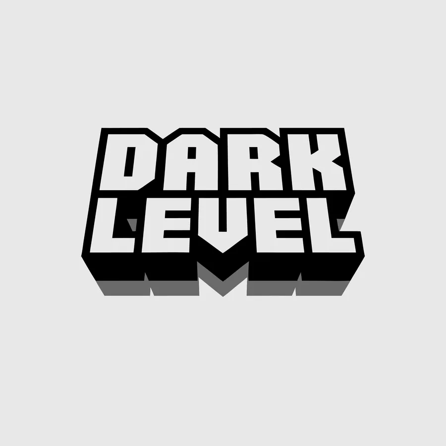 A blocky 3D wordmark reading DARK LEVEL