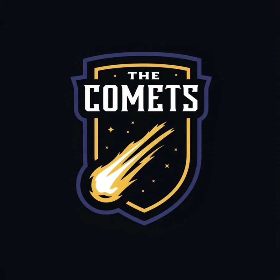 A team shield with a comet