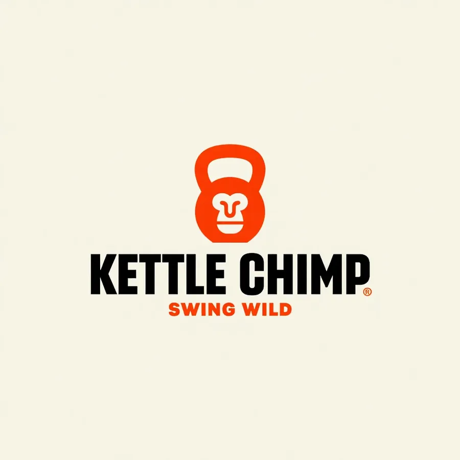 A gym logo with a kettlebell chimp