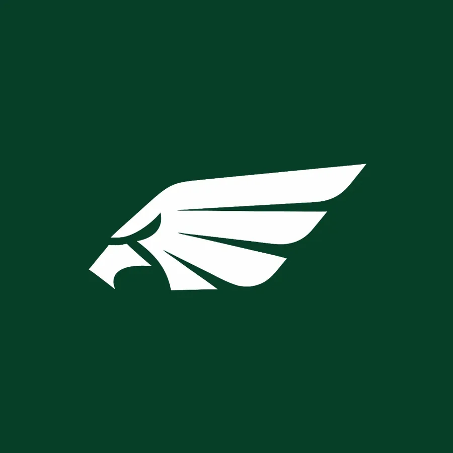 A white wing logo on green