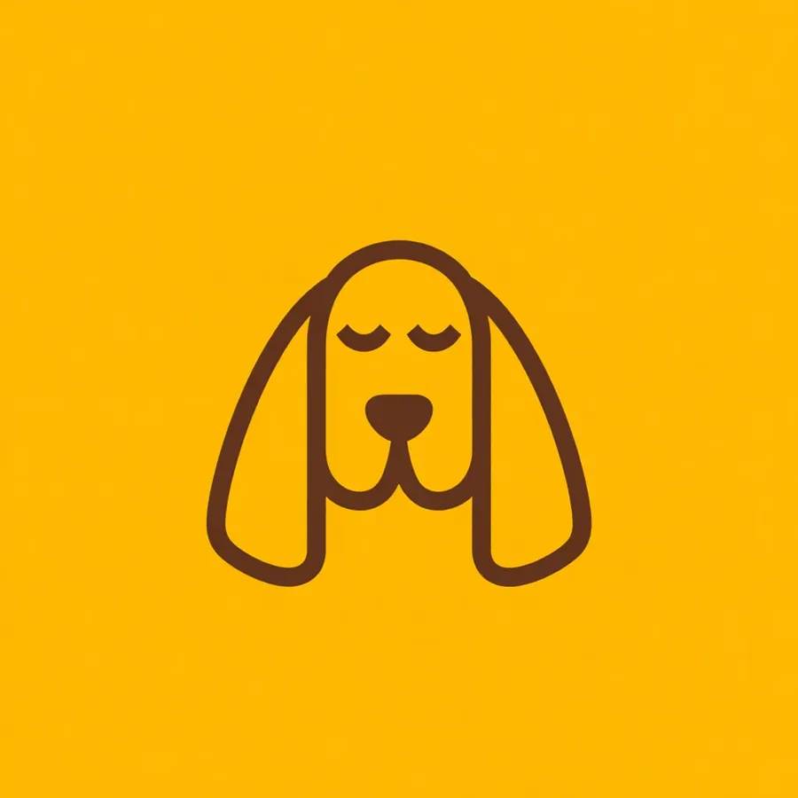 A line-art hound face