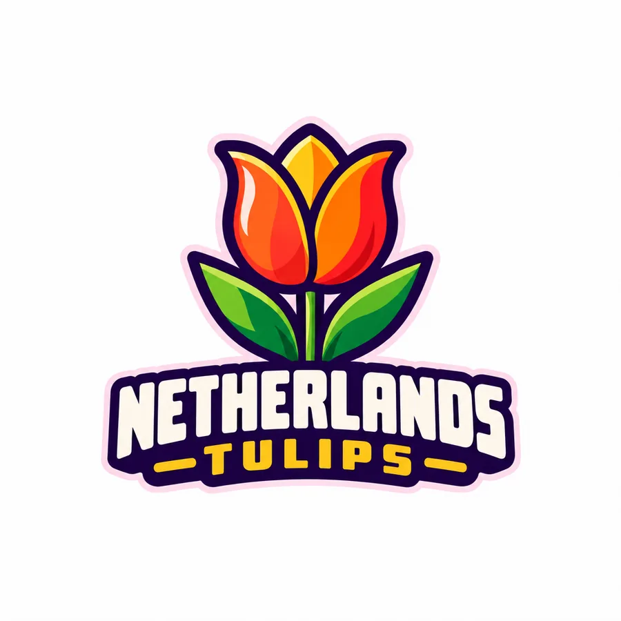 The tulip logo with the words changed to NETHERLANDS TULIPS in the same lettering
