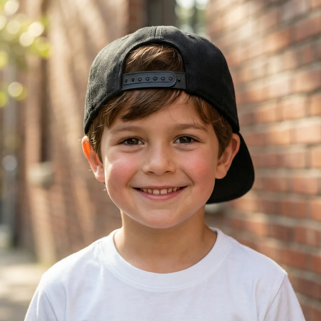 A boy in a backwards cap photo
