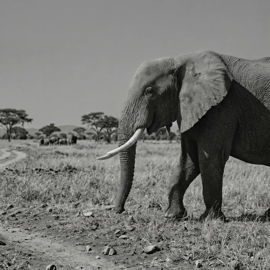 An elephant on the savanna photo