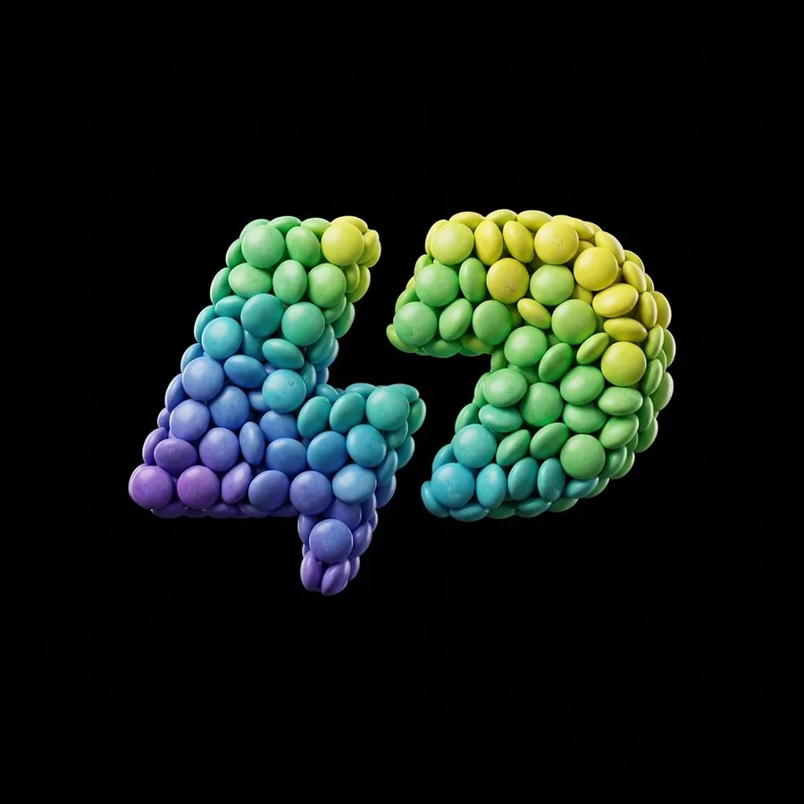 The LD logo made from candy shells