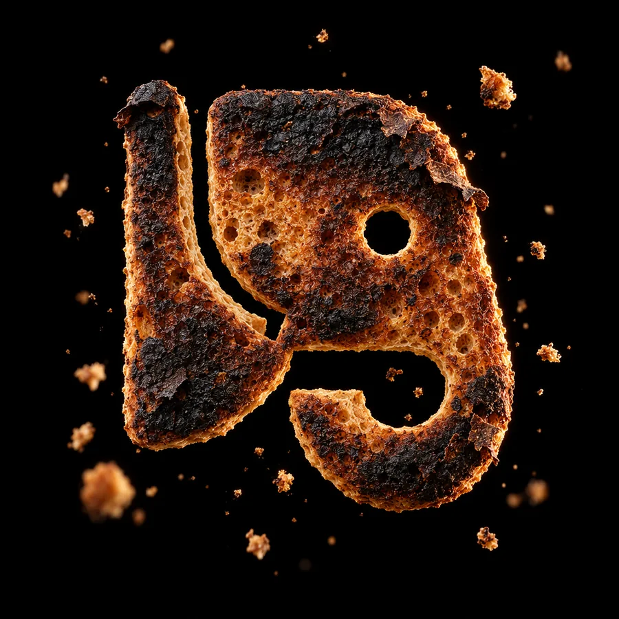 The elephant made as burnt toast