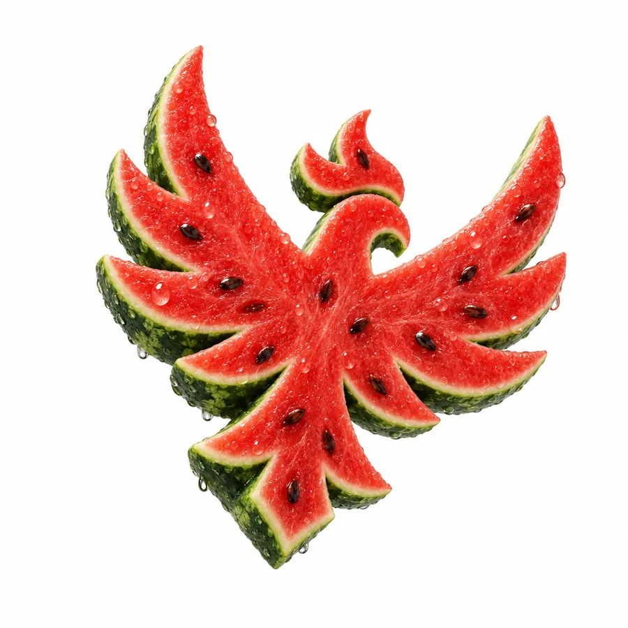 The phoenix made as a watermelon slice