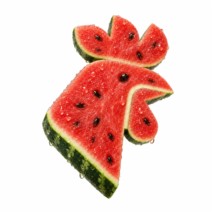 The rooster made as a watermelon slice