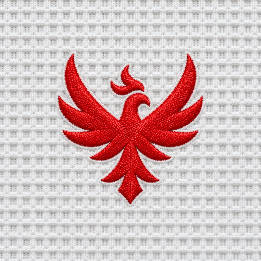 The phoenix made as an embroidered patch