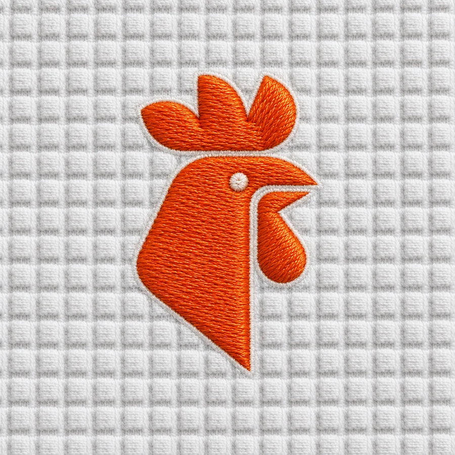 The rooster made as an embroidered patch