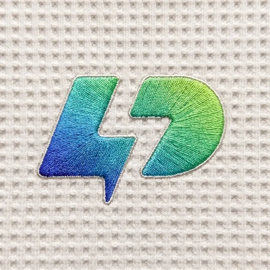 The LD logo made as an embroidered patch