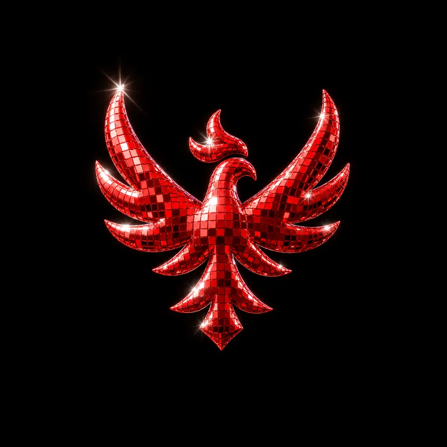 The phoenix made from mirror tiles