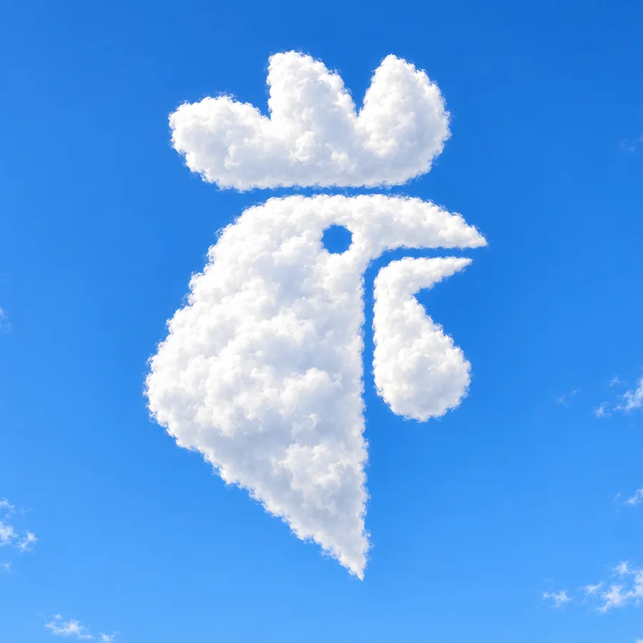 The rooster made as a cloud in the sky