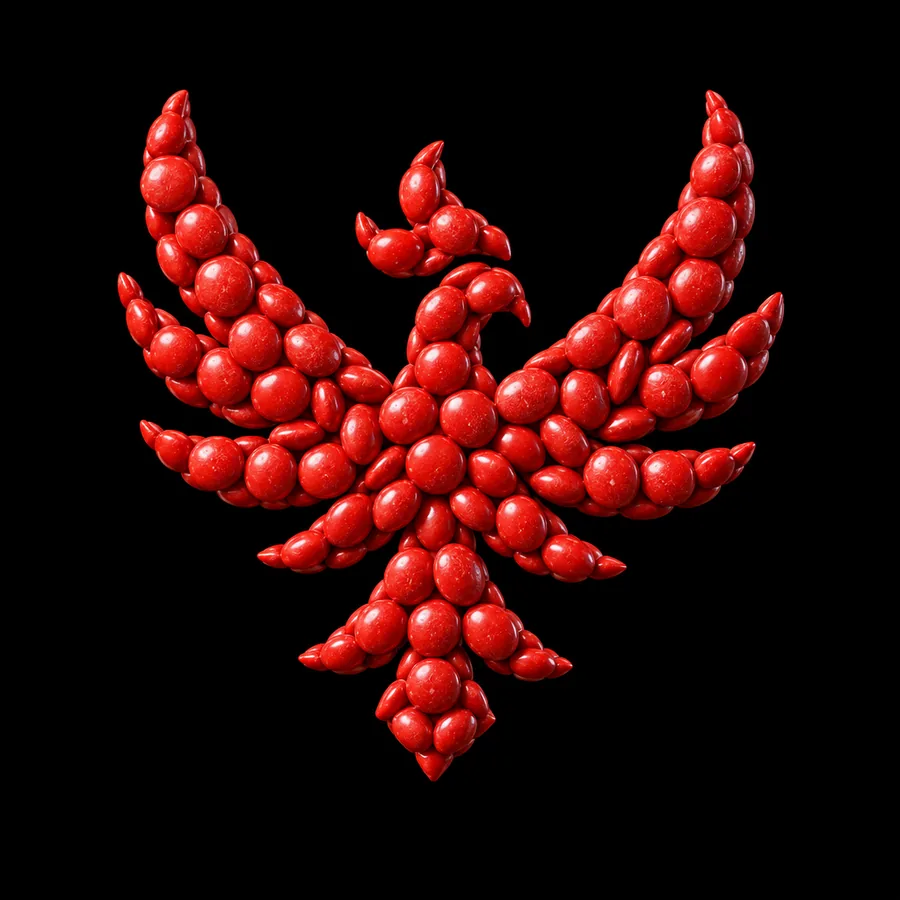The phoenix made from candy shells