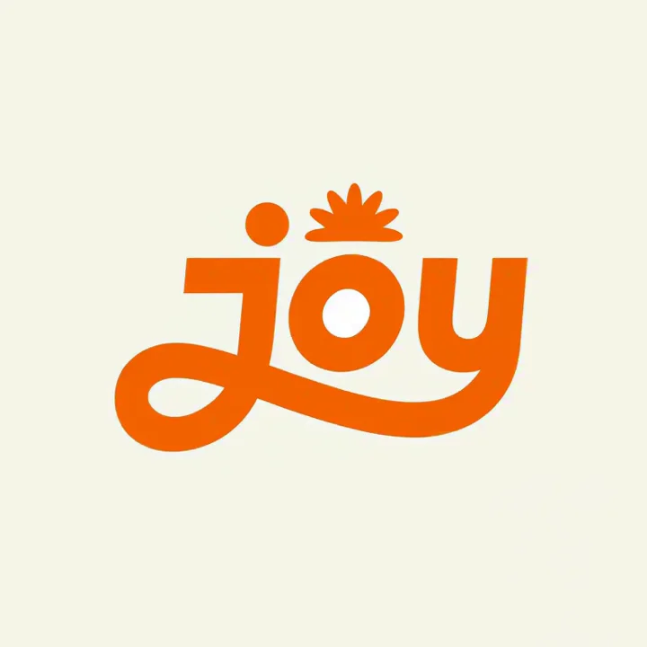 The Joy wordmark in orange script with a small sun