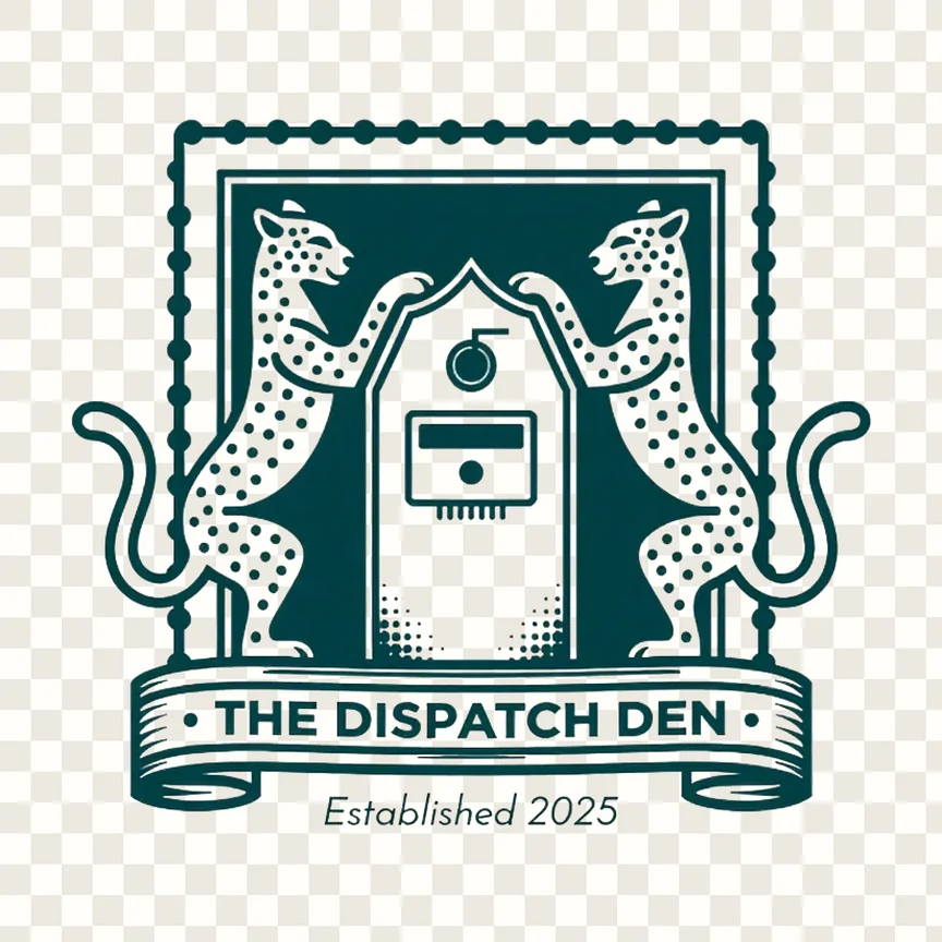 The same badge as a transparent PNG: every white pixel is gone, the white inside the leopards and the mailbox too