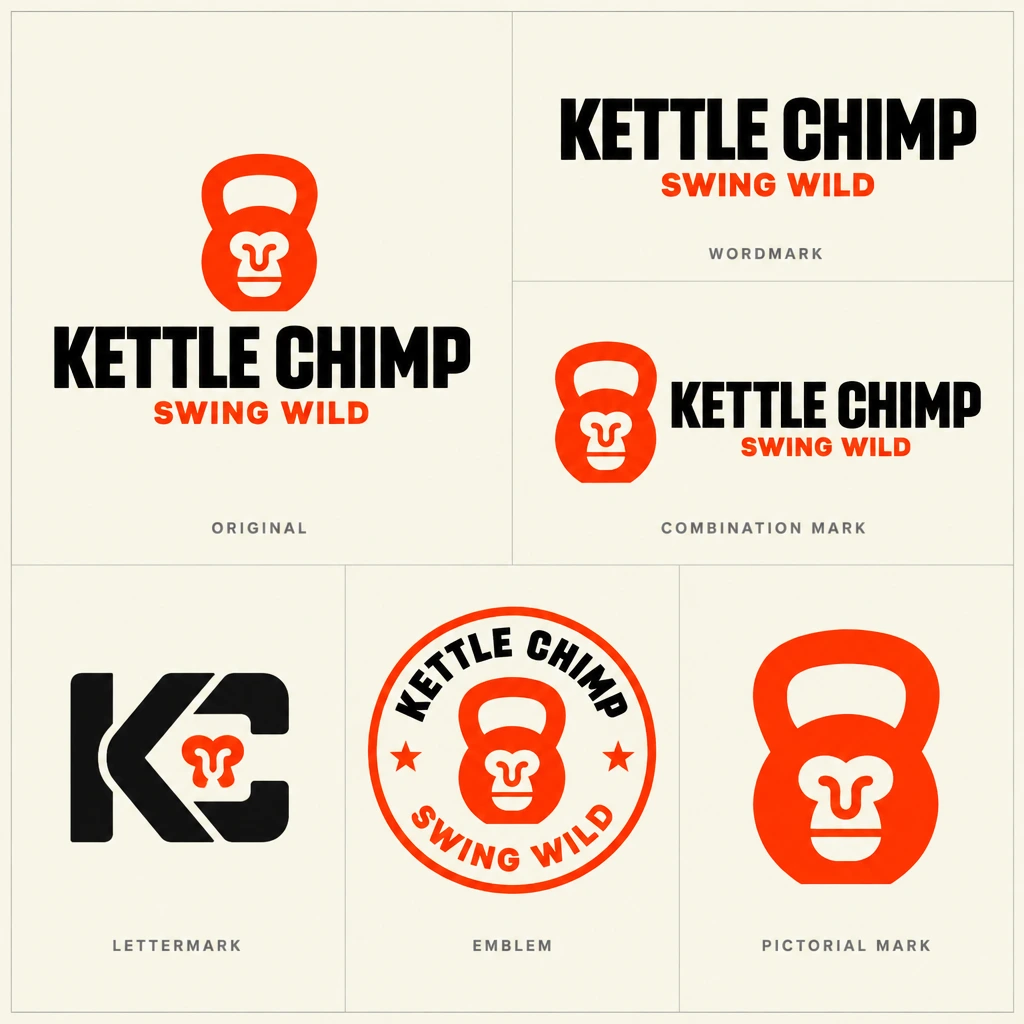 The finished Logo System sheet for Kettle Chimp
