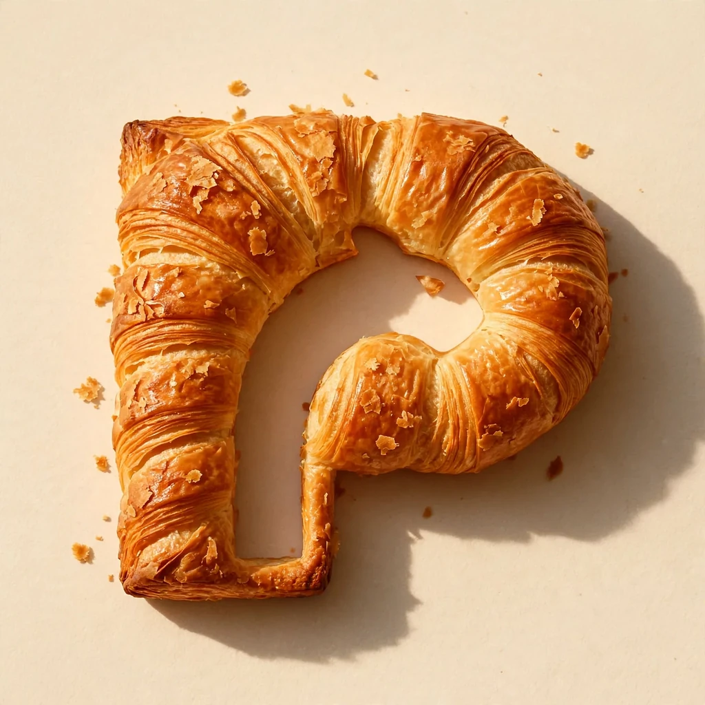 A P monogram with a horse head made as croissant