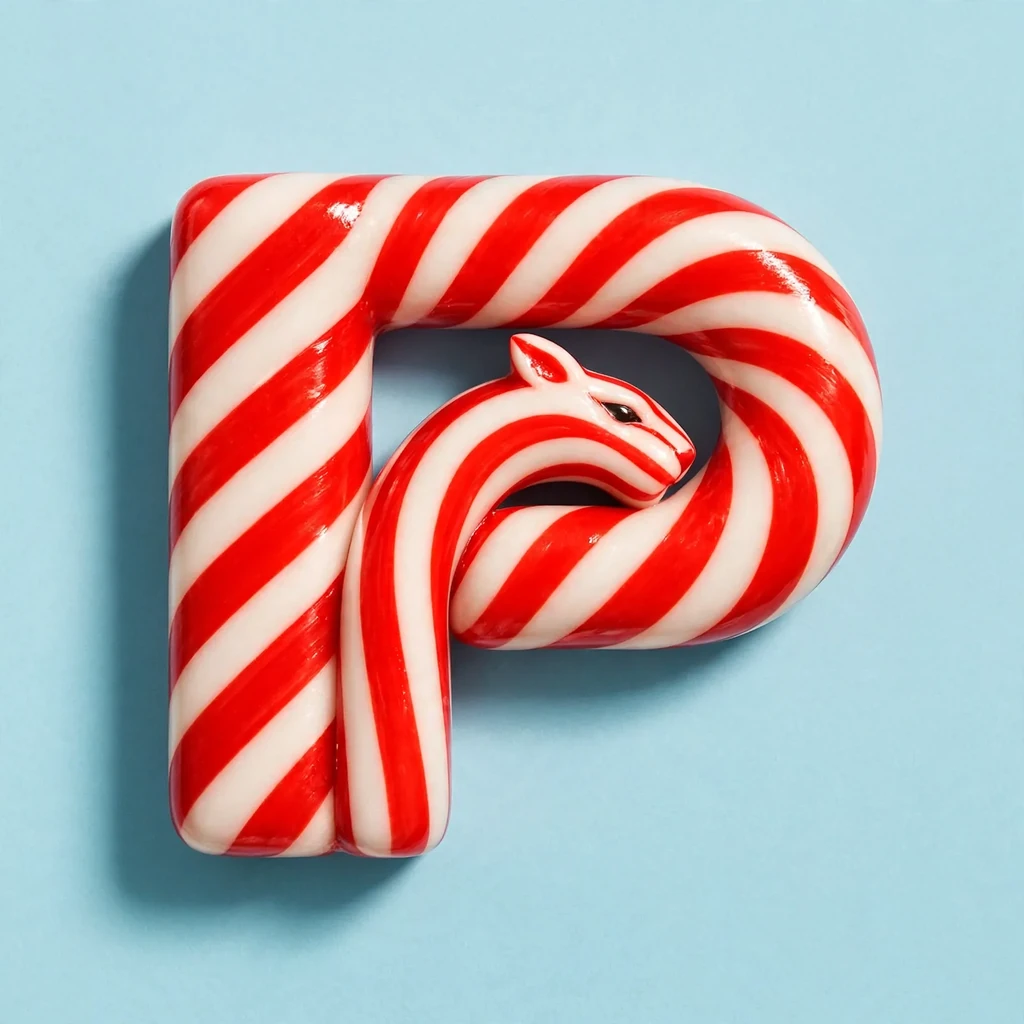 A P monogram with a horse head made as candy cane