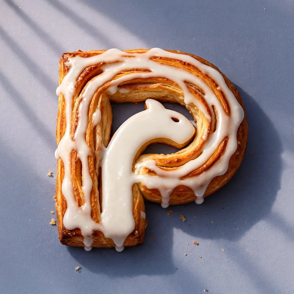 A P monogram with a horse head made as cinnamon roll