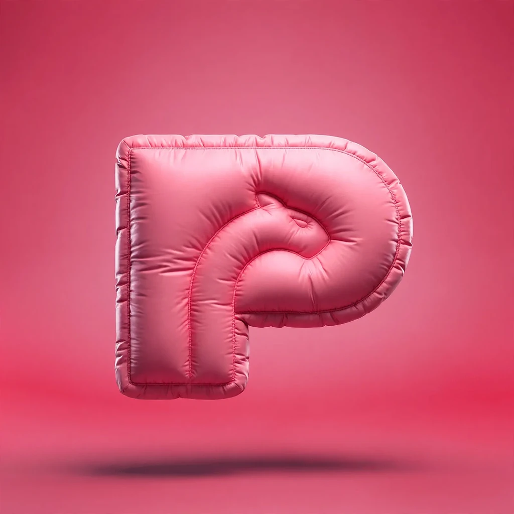 A P monogram with a horse head made as puffer jacket