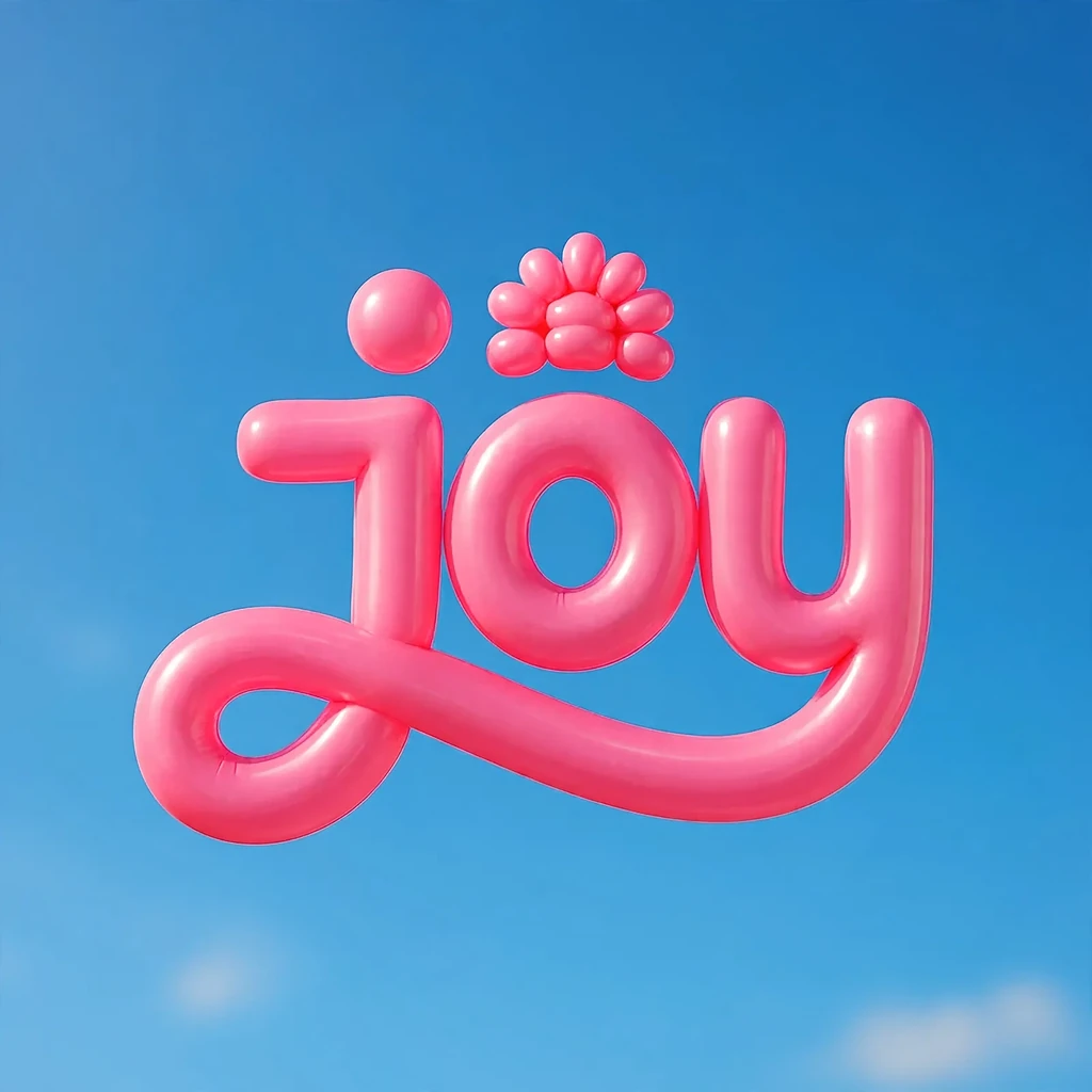 The joy wordmark made as balloon