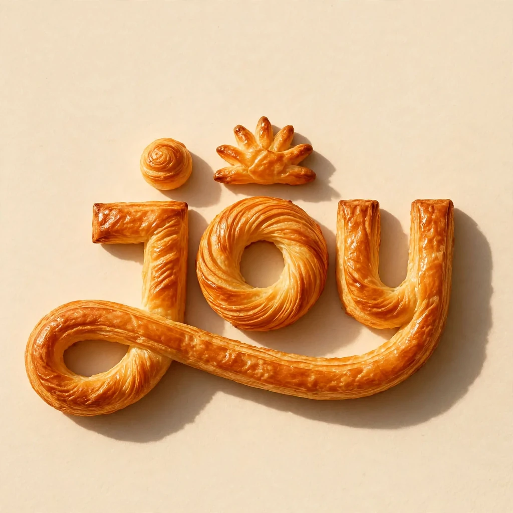 The joy wordmark made as croissant