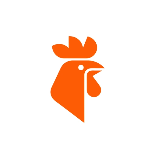 The original logo: a rooster head